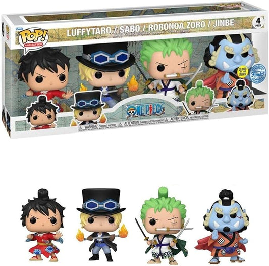 Funko Pop! Animation: One Piece - Monkey D. Luffy - 4 Pack - Si Illumina Al Buio- Figura in Vinile da Collezione - Idea Regalo - Merchandising Ufficiale - Giocattoli per Bambini e Adulti