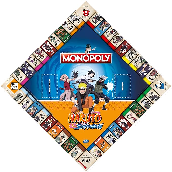 Winning Moves Monopoly Naruto - giochi da tavolo, giochi da tavolo adulti, giochi da tavolo bambini, giochi da tavolo per 2, da 2 a 6 persone, età 8+