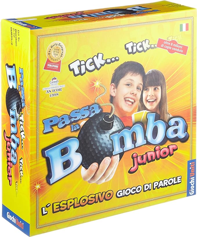 Giochi Uniti - Passa la Bomba Junior, Gioco da Tavolo per Bambini, 2+ Giocatori, 5+ Anni, Edizione Italiana, GU035/2